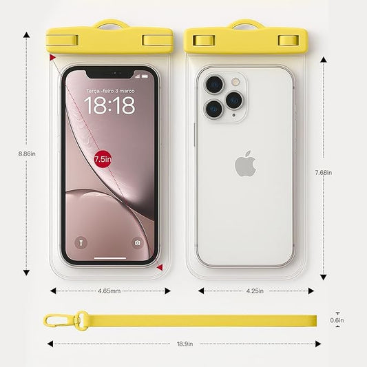 1/2 Pack Waterproof Phone Pouch Compatible with iPhone 17 16 15 Pro Max & Galaxy S24+/S23 7in Waterproof Phone Case with Lanyard, IPX8 Beach Travel Must Haves, Beach Essentials, Yellow, 1 Pack
