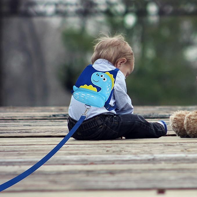 Accmor Toddler Harness Leash with Anti Lost Wrist Link, Cute Dinosaur Kids Walking Restraint Belt, Keep Child Close Hand Strap Tether for Baby Boys Girls Outdoor Travel