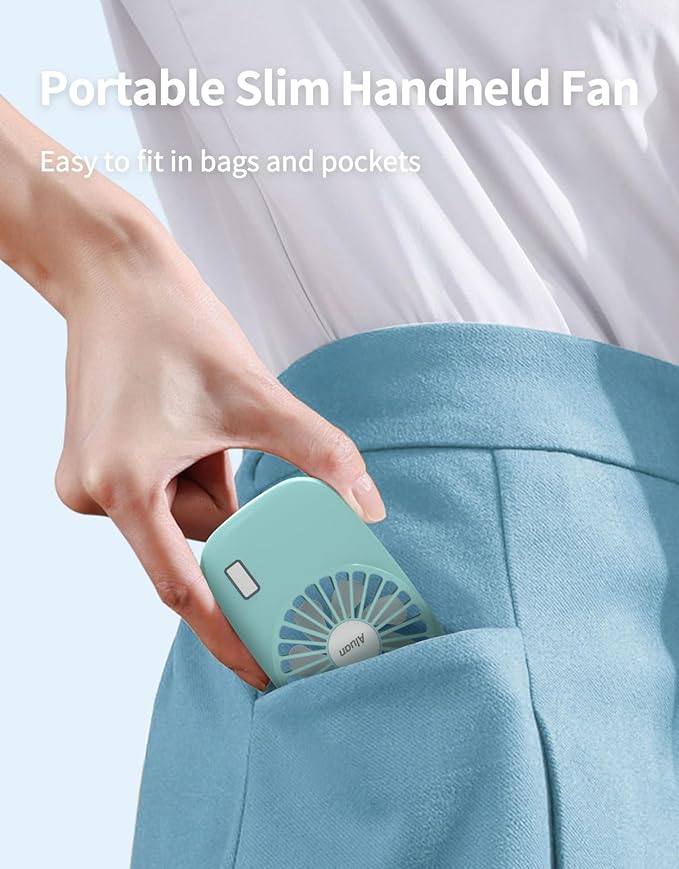 Aluan Handheld Mini Fan Powerful Small Personal Portable Speed Adjustable USB Rechargeable Eyelash Fan for Kids Girls Boys Woman Man Home Office Outdoor Travel, Blue