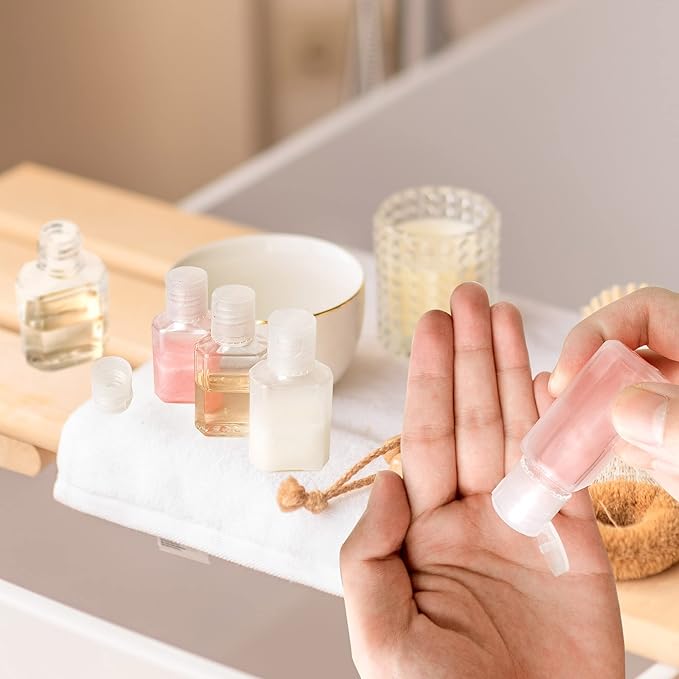 50 Pcs 1 oz Hand Sanitizer Bottles Empty Clear Travel Bottles Refillable Plastic Containers with Flip Cap for Outdoor, Camping and Trip