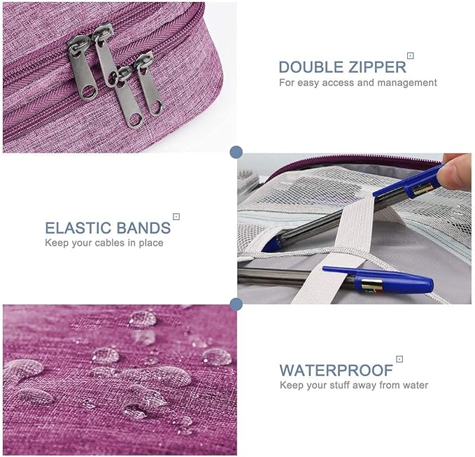 Electronics Organizer, Jelly Comb Electronic Accessories Cable Organizer Bag Waterproof Travel Cable Storage Bag for Charging Cable, Power Bank, iPad