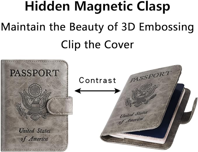 Airtag Passport Holder Cover Wallet RFID Blocking Leather Case Travel Essentials Luggage Accessories Travel Must Have(118#Grey)