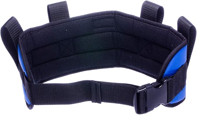 COW&COW Padded Gait Belt with 4 Handles and Quick Release Buckle 5.5 inchs(Blue, S/24inches-30inches)