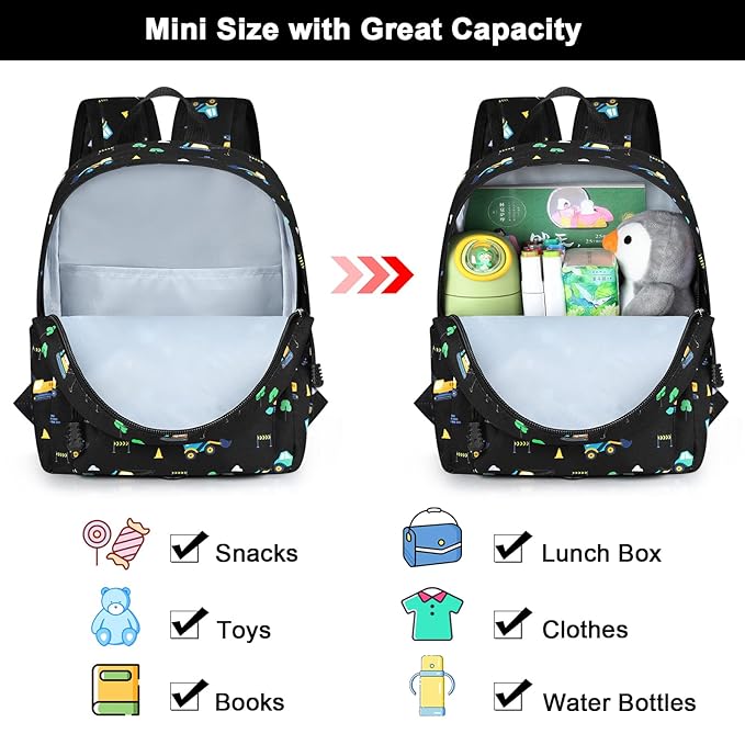 Accmor Toddler Backpack Leash, Mini Child Backpack with Anti Lost Wrist Link, Cute Kids Backpack Walking Harness for Outdoor Travel, Adorable Excavator Backpack Tether for Baby Boys Girls Ages 1-3