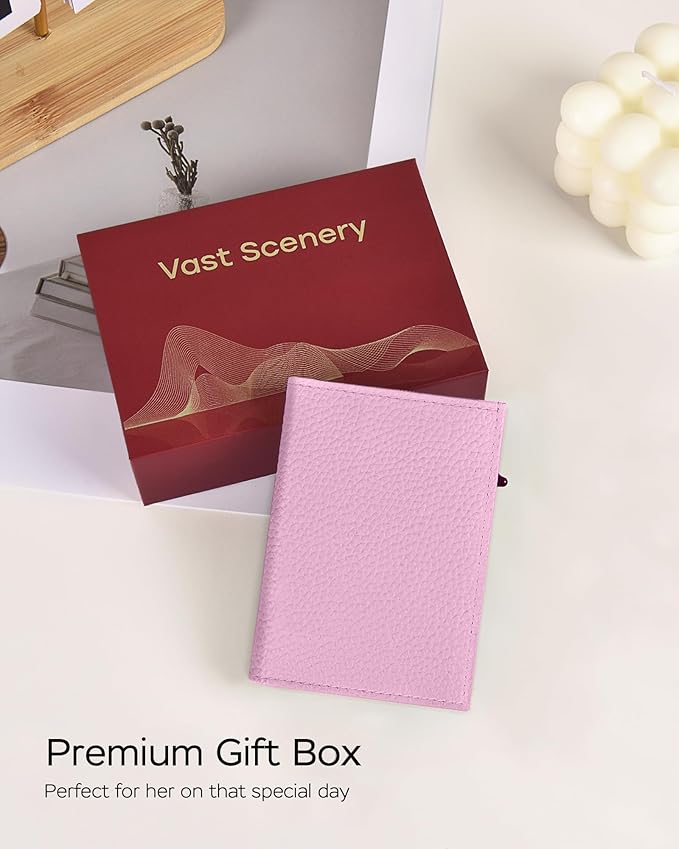 Vast Scenery Women's Small Wallet - Soft Sakura Pink Aesthetic, RFID Blocking Smart Metal Pop Up Card Holder, Ultra Slim Fits Most Bags & Pockets, Holds 11+ Cards 10+ Bills, Gift for Her