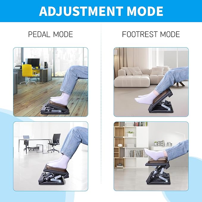 Scalebeard Foot Rest for Under Desk at Work,Height Adjustable Infinite Angle Under Desk Footrest,Ergonomic Foot Stool for Office,Gaming,Computer,Removable Pad Leg Rest with Massage Beads,All-Season