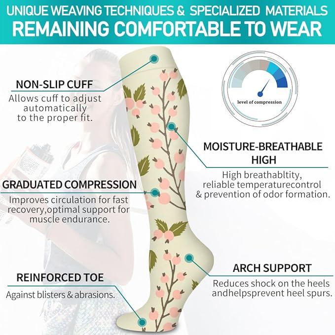 Copper Compression Socks for Women and Men(6 Pairs)-Best Support for Running, Athletic, Nursing, Travel