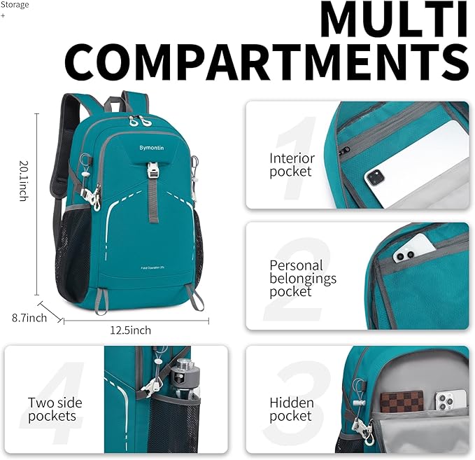 35L Lightweight Packable Backpack – Durable Foldable Daypack for Travel, Hiking, and Gym (Green)