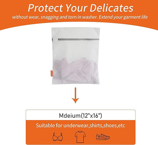 Polecasa 3Pcs 12 x 16 Inches Extra Durable 125g Diamond Mesh Laundry Bags with Sturdy Zipper for Delicates, Protect Clothes in Washing Machine, Laundry Room Essentials for College, Dorm (3 Medium)