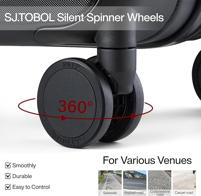 MILADA 2 Piece Luggage Sets With Spinner Wheels, Travel Luggage TSA Approved Hard Shell Luggage Sets, 20 Inch Carry On Suitcase 28 Inch Large Luggage For Women Men, Black