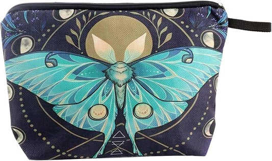 Cute Animal Lovers Gifts Green Butterfly Cosmetic Bag Makeup Pouch with Zipper (green butterfly)