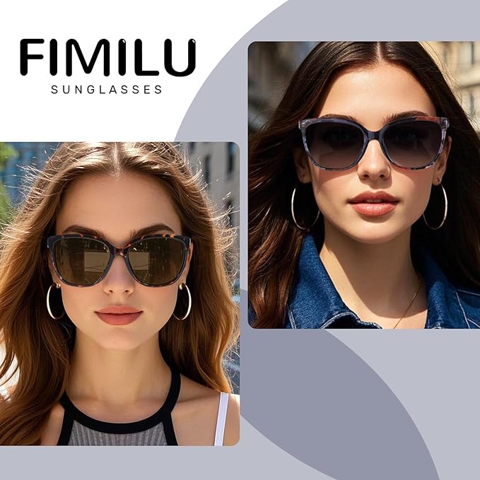 FIMILU Polarized Sunglasses for Women, Trendy Fashion Sun Glasses Square Retro Glasses UV Protection for Daily Outdoor 2pack