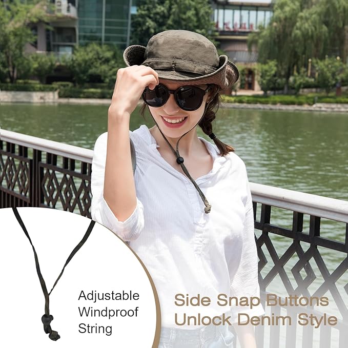 Bucket Hat Wide Brim UV Protection Sun Hat Boonie Hats Fishing Hiking Safari Outdoor Hats for Men and Women