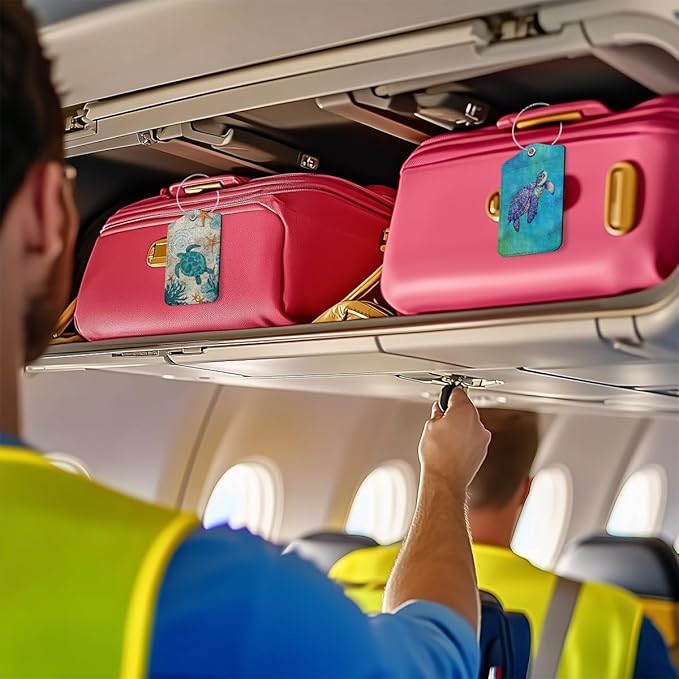 2 PCs Sea Turtle Luggage Tag, Suitcase Tags with Privacy Flap and Metal Loop, Luggage Tags for Suitcases, Identifiers Travel Essentials Bag Tag, Sea Turtle Gifts for Women Girls Friends Daughter