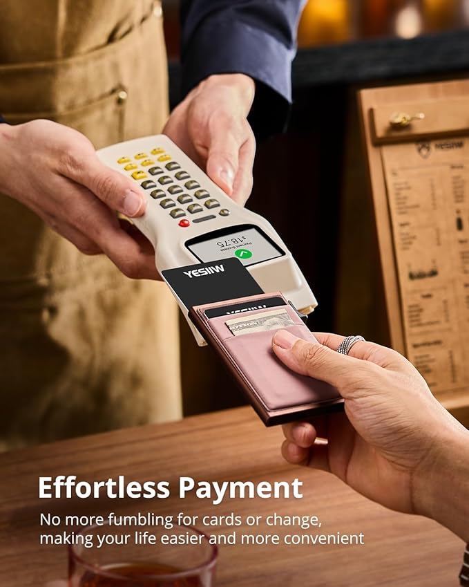 YESIIW Credit Card Holder Wallet for Men RFID Blocking Slim Minimalist Metal Wallet with Money Pocket Contactless Card Protector