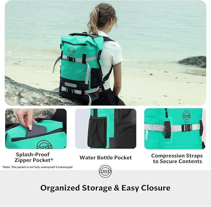 STOVER 5/10/25/30/40/55L Waterproof Dry Bag- Roll-Top Backpack w/Phone Case- Kayaking, Hiking, Camping, Boating- Men/Women