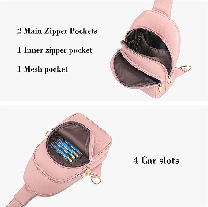 INICAT Crossbody Sling Bags Fanny Packs Valentine's Day Gifts Vegan Leather Travel Vacation Essentials Purses Women