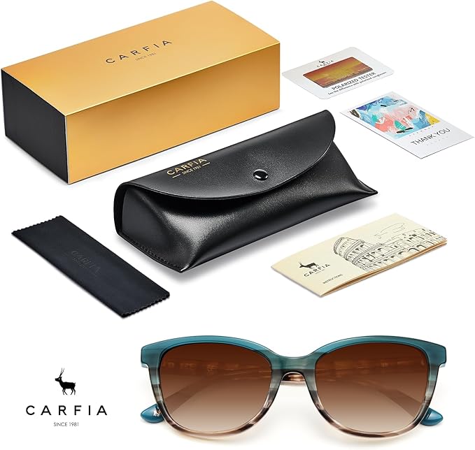 CARFIA Designer Acetate Womens Polarized Sunglasses Fit Most Face Shapes Trendy Shades UV Protection Hypoallergenic Handmade