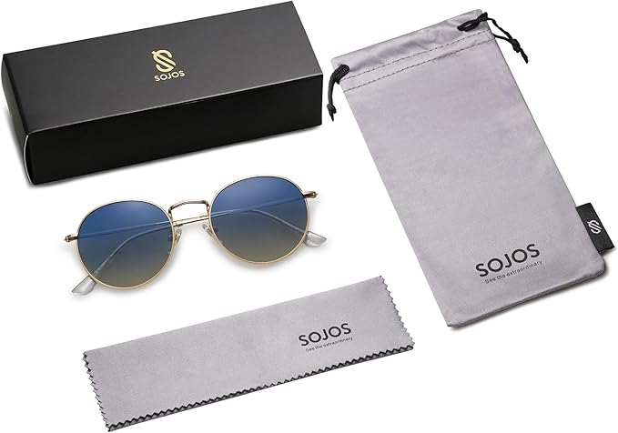 SOJOS Small Round Polarized Sunglasses for Women Men Classic Vintage Retro Shades UV400 SJ1014
