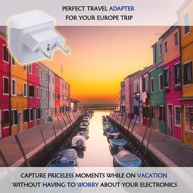 Ceptics Turkey, Egypt, Iceland Travel Adapter Plug - Type C - Europe - 2 In 1 - Light Weight - Perfect for Cell Phones, Chargers, Cameras and More