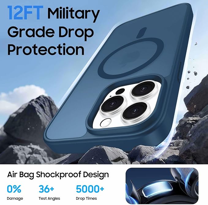 Ntwinro Magnetic for iPhone 13 Pro Case (Compatible with MagSafe) with Detachable Wallet & Card Holder for 3 Cards [RFID Blocking] Military Grade Protective Slim Phone Cover, Deep Blue