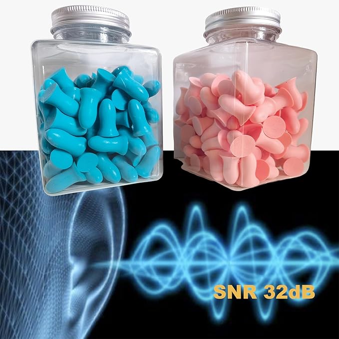 Fan Wu Soft Foam Earplugs 50 Pairs – 32dB Noise Reduction for Sleeping, Travel & Work | Small Size for Kids & Women | Reusable Comfort Fit | Blue