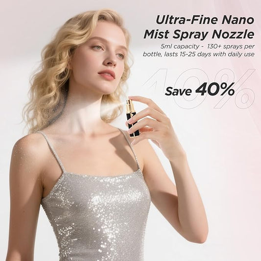 Travel Perfume Bottle Refillable, Sparkle Perfume Atomizer Leak-Proof Portable 5ML Mini Empty Atomizer Sprayer Bottle for Traveling and Outgoing (Jet black- Leather style, 5ML)