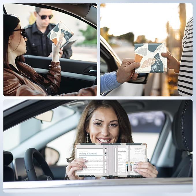 Car Registration and Insurance Card Holder，Vehicle Glove Box Car Organizer，Accessories Case for Storing Driving Licences, Cards, Documents