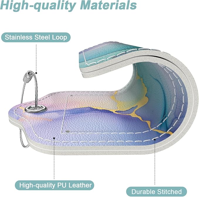 Rimilak 3 Pcs PU Leather Luggage Tags for Suitcase, Travel Cruise Luggage Tag with Privacy Flap, Name ID Label and Metal Loop for Women Men Baggage Handbag School Bag Backpack, Purple Marble