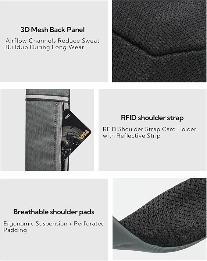 WATERFLY Small Crossbody Sling Bag: RFID Blocking Anti Theft Sling Backpack Chest Bag Travel Hiking Daypack Man Woman