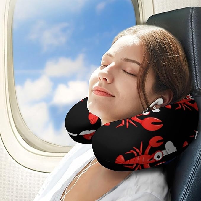 Kids Washable U-Shaped Travel Pillow Neck Support, Crawfish Chef U-Shape, Airplane Car Nap Chin Cushion