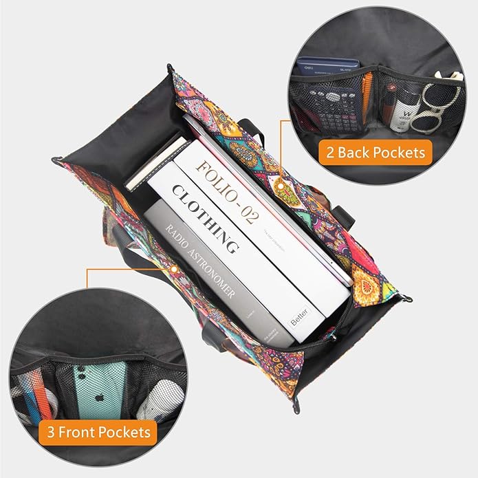 TOPDesign Utility Water Resistant Tote Bag with 13 Pockets, Top Zipper Closure & Thick Bottom Support, for Working Women