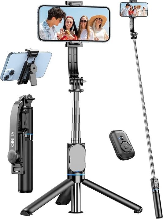 Selfie Stick, 41'' Extendable Phone Tripod Stand with Phone Holder & Detachable Remote, 360° Rotation Selfie Stick Tripod for Cell Phone Compatible with iPhone, Android, Samsung