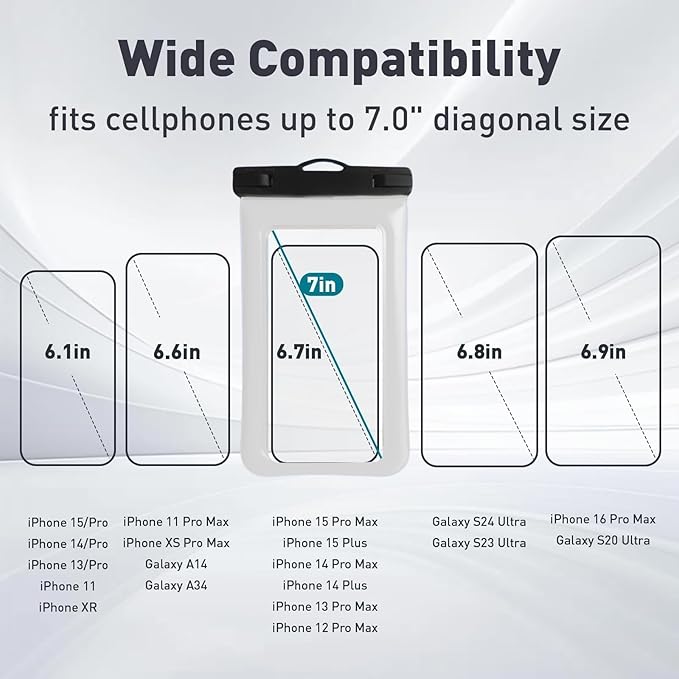 Floatable Soap Bubble Waterproof Phone Pouch/Case with Crossbody Lanyard for iPhone 17 16 Pro Max/15 Pro/14/13/12, IP68 Cellphone Dry Bag Beach Cruise Ship Essentials, 1 Pack-Sand Dollar-7″