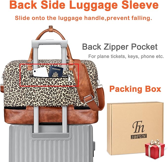 IBFUN Weekender Bags for Women, 21" Weekender Travel Bag, Travel Duffle Bag with Shoe Compartment Carry on Overnight Duffel Bag for Weekend Travel Business Trip, 3PCS