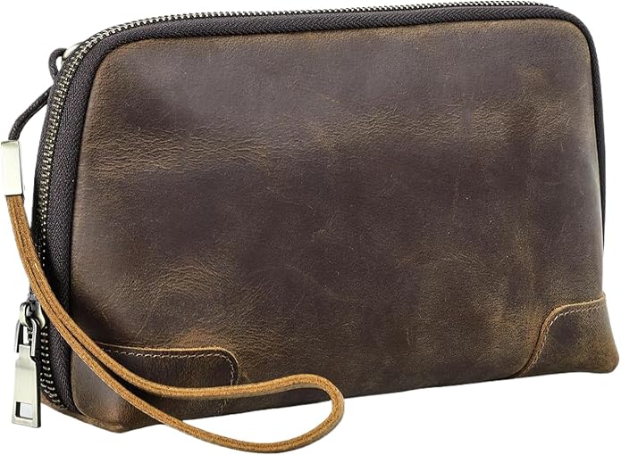 Genuine Leather Tech Organizer Bag Vintage Handmade Travel Pouch for Apple Accessories Phone USB Cables