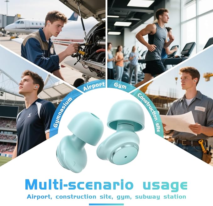 Ear Plugs for Sleeping Noise Cancelling, 45dB Hearing Protection for Concerts Earplugs Noise Reduction Reusable Soft Silicone Ear Plugs for Snoring Airplanes Travel, Study with 5Pair Ear tips