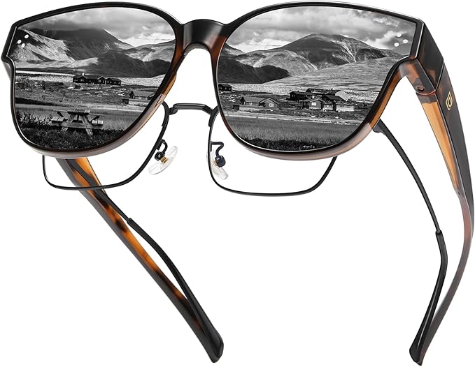 DUCO Fit Over Sunglasses for Men Women Wear Over Glasses Retro Wrap Around Polarized Sun Glasses UV400 Protection DC8981