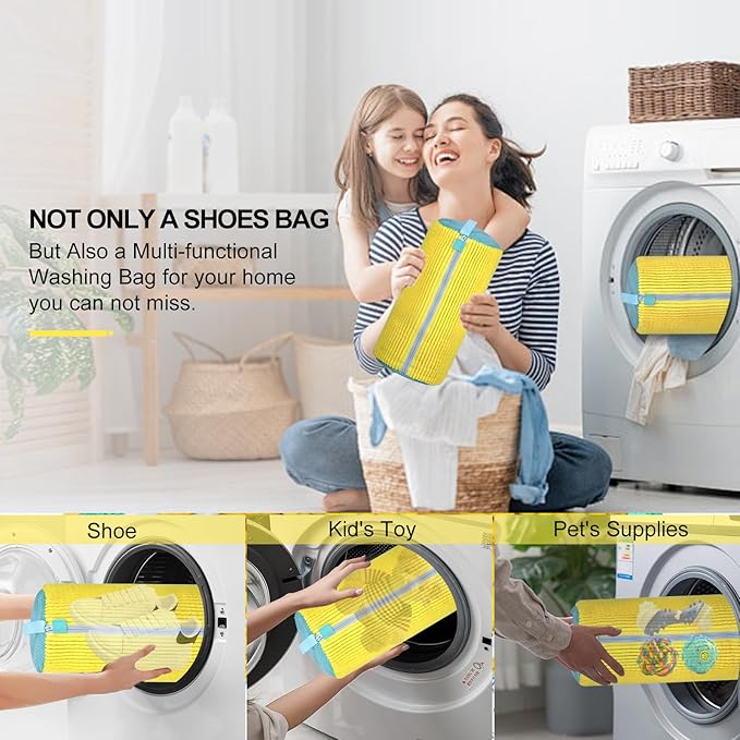 Shoe Bag for Washing Machine 2PCS, Reusable Laundry Shoe Bag for Washer & Dryer-Durable, All-Round Protection for Sneakers, Trainers, Casual Shoes