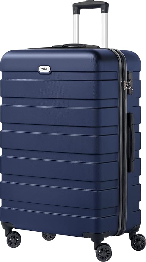 AnyZip Luggage PC ABS Hardside Lightweight Suitcase with 4 Universal Wheels TSA Lock Checked-Large 28 Inch Dark Blue