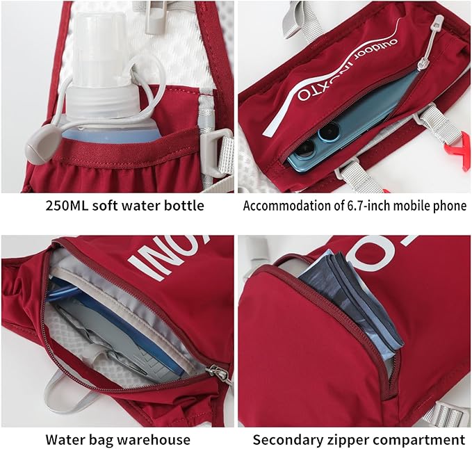 INOXTO Running Hydration Vest Backpack,Lightweight Insulated Pack with 1.5L Water Bladder Bag Daypack for Hiking Trail Running Cycling Race Marathon for Women Men