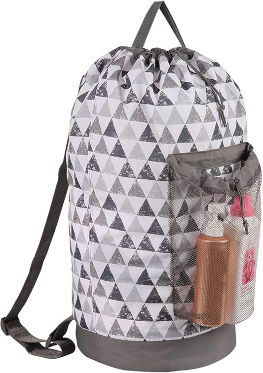 Dalykate Backpack Laundry Bag, Laundry Backpack with Shoulder Straps and Mesh Pocket Durable Nylon Clothes Hamper Bag with Drawstring Closure for College, Travel, Laundromat, Apartment