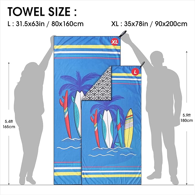4Monster Microfiber Beach Towel Quick Dry,Super Absorbent Lightweight Travel Towel for Swimmers, Sand Free Camping Towel, Beach Towels for Pool,Swim,Water Sports,Yoga