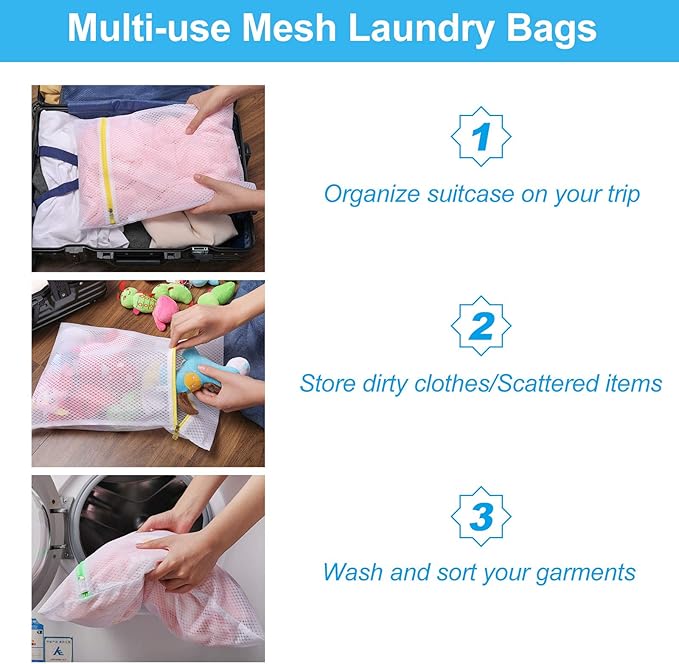 GOGOODA Mesh Laundry Bags, Delicates Washing Bags for Sweater Blouse Hosiery Bras Premium Wash Bags for Travel Storage Organization (6 Set)