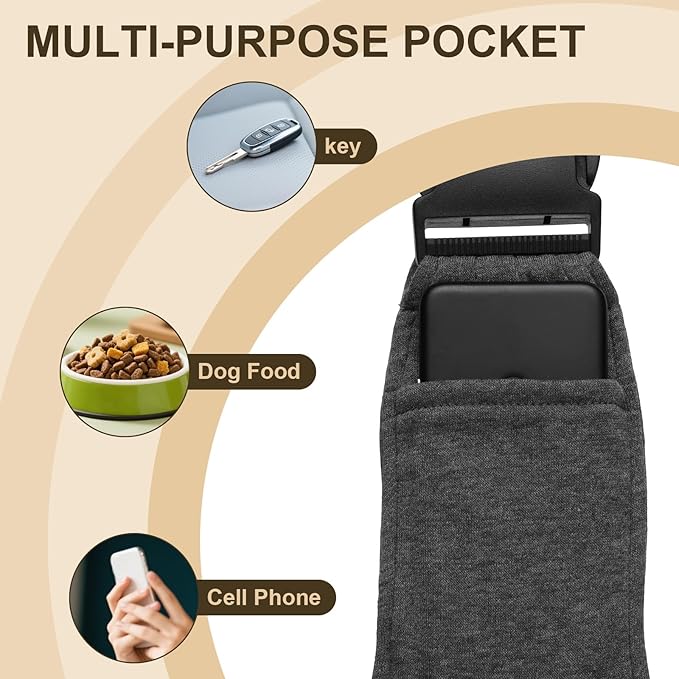 PETAXCELL Dog Sling Carrier for Small Dogs and Cats Up to 16.5 Lbs, Adjustable Buckle with Pocket Pet Sling Carrier Safety Harness, (Dark Gray, 1 Pcs) Intended for Outdoor/Camp/Travel