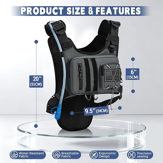 Outdoor Hydration Vest for Running & Hiking, Lightweight Breathable Water Backpack with 2.0L Bladder, Bounce-Free Chest Pack for Marathon, Cycling, Trekking for Men and Women
