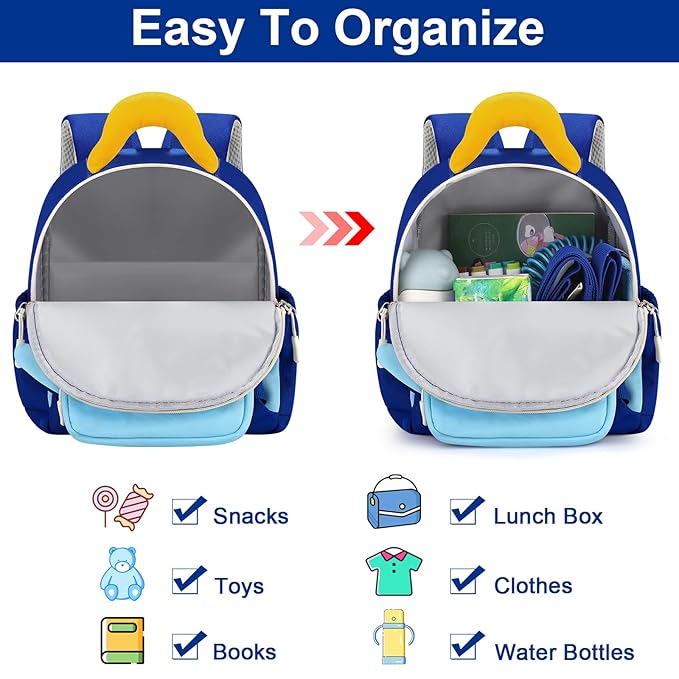 Accmor Toddler Leash Backpack with Anti Lost Wrist Link, Cute Dinosaur Bag with Removable Little Pouch Children Safety Walking Harness, Kids Travel Essential Mini Back Pack with Tether for Baby Boys