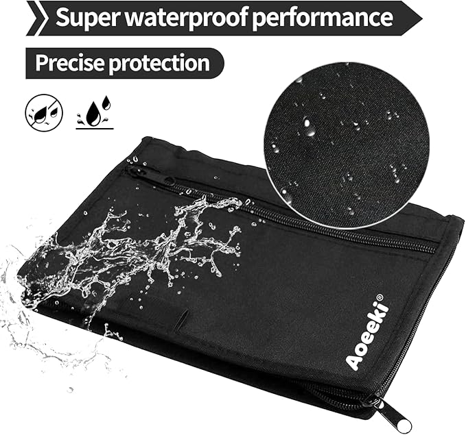 Car Glove Box Organizer, Registration Insurance Document Holder and Owners Manual Pouch with Flexible Secure Zippered Case Greeting Card for Vehicle Truck (Black)