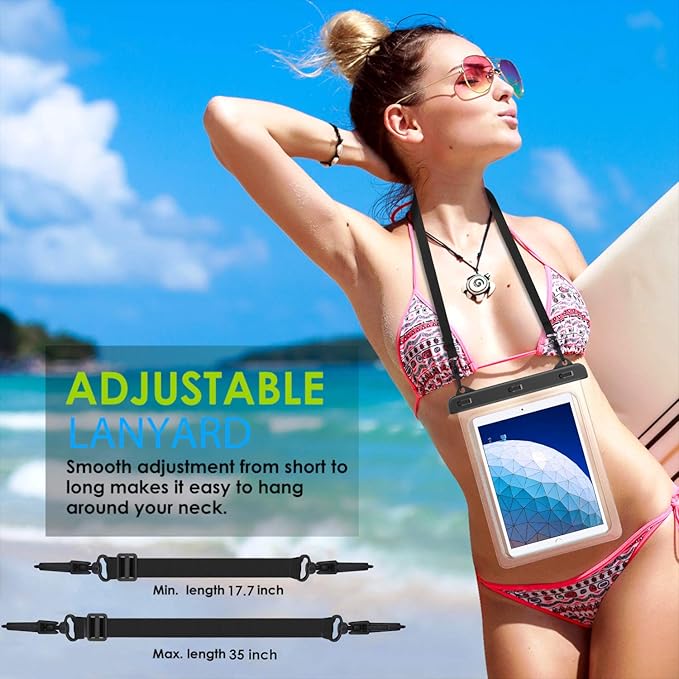MoKo Waterproof Tablet Case, Tablet Pouch Dry Bag Compatible with iPad 10th, iPad Pro 11 2022, iPad Air 5/4/3/2, iPad 10.2, iPad Pro 10.5/9.7, Samsung Tab S4/S3/S2/Tab A 9.7, Tab E 9.6, Up to 12"