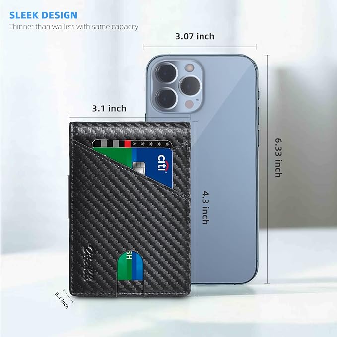 Zitahli Wallet for Men - with Money Clip Slim Leather Slots Credit Card Holder RFID Blocking Bifold Minimalist Wallets with Gift Box